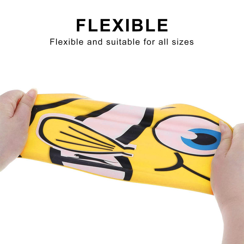 2Packs Kids Cartoon Fish Swim Caps Children Elastic Swimming Hats Silicone Swimming Caps for Girls and Boys Waterproof Stretchy Swim Bathing Caps Keep Hair Clean Dry (1*Blue and 1*Yellow ) - BeesActive Australia