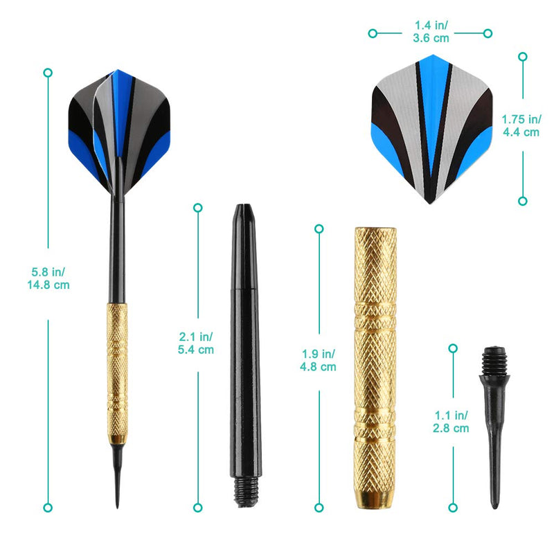 [AUSTRALIA] - Accmor 12 Pcs Soft Tip Darts, 14g Plastic Tipped Dart, Attach Extra 36 Black 2BA Replacement Tips, Soft Tip Darts for Electronic/Plastic Dartboard. 