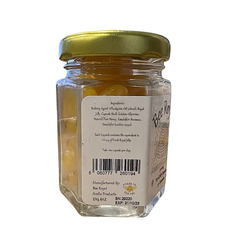 Bee Royal - 500mg Fresh Royal Jelly Capsules - 30 Capsules of 100% Fresh Queen's Jelly NOT Freeze Dried Extract - Supports Immune System, Energy Management, Reduces Tiredness & Fatigue, Fertility - BeesActive Australia
