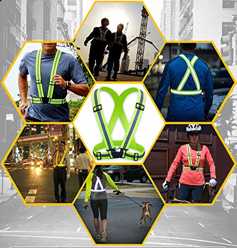 SGHVLU Running Reflective Vest 2 Pieces ElasticAdjustable ReflectiveVest with4 High-Visibility ReflectiveBelts Black - BeesActive Australia