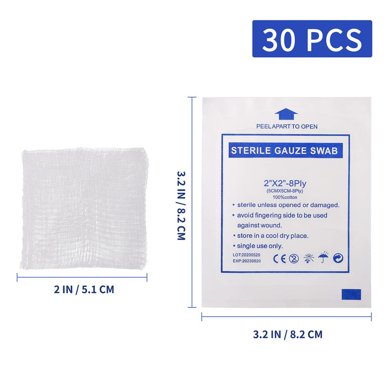 30pcs Cotton Surgery Sponges Gauze Sponge Pads Sterile First Aid Gauze Dressing Pads for Wound Care - BeesActive Australia