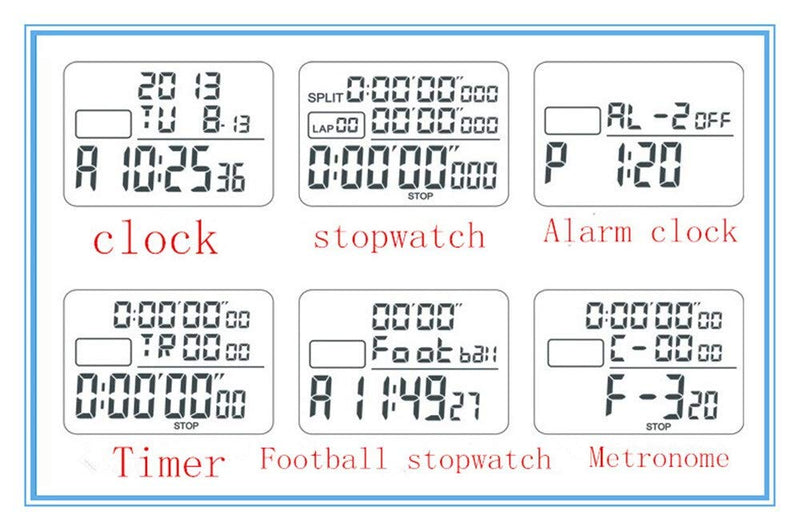 JINSUO LYDBM Digital Metal Stopwatch 1/1000 Second Football Sports Chronograph Counter Countdown Timer Large Display Metronome Alarm Clock (Color : Picture Color) - BeesActive Australia
