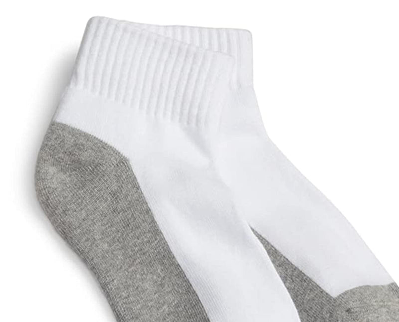 Jefferies Socks Big Boys' Seamless-Toe Quarter Athletic Socks (Pack of 6) Medium White/Grey - BeesActive Australia