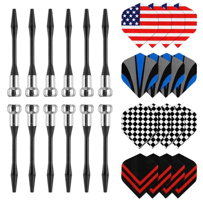 Accmor 12pcs Magnetic Darts, Replacement Dart Game Safety Plastic Darts, Magnetic Darts for Dartboard Black Blue Red-Geometry - BeesActive Australia