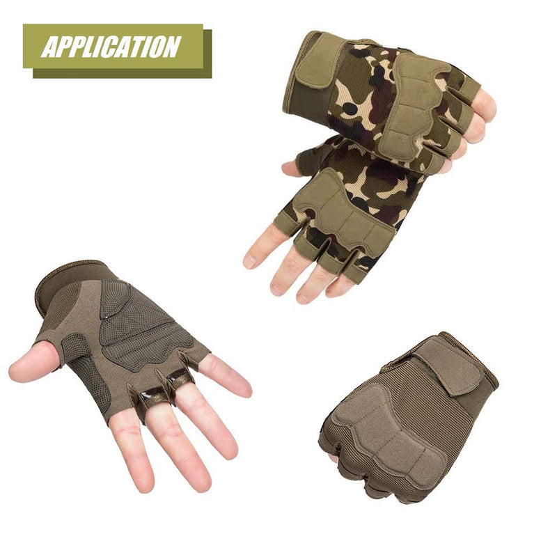 HYCOPROT Fingerless Tactical Gloves, Knuckle Protective Breathable Lightweight Outdoor Military Gloves for Shooting, Hunting, Motorcycling, Climbing Small Black - BeesActive Australia