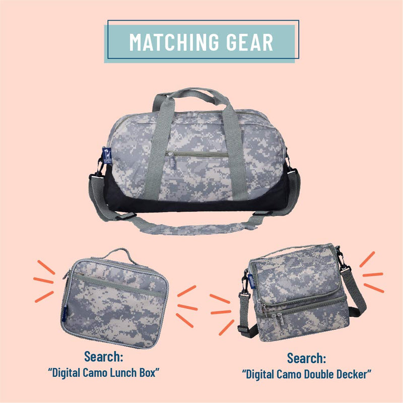 Wildkin Kids Overnighter Duffel Bags for Boys & Girls, Measures 18 x 9 x 9 Inches Duffel Bag for Kids, Carry-On Size & Ideal for School Practice or Overnight Travel, BPA-free (Digital Camo) Digital Camo - BeesActive Australia