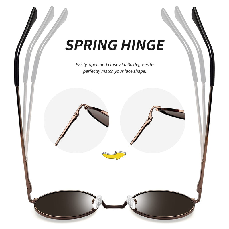 Joopin Polarised Steampunk Sunglasses for Men and Women UV400 Protection Metal Frame Circle Retro Round Sunglasses Mens A13-brown - BeesActive Australia