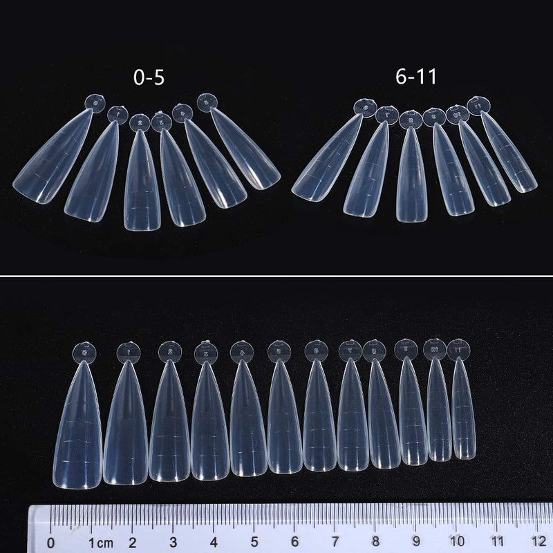 NMKL38 Clear Dual Forms Acrylic Nail System UV Gel Nail Mold Full Cover Fasle Nail Tips with Scale 12 Size Manicure Pedicure Tools for Polygel Nail Tips (120 Water drops Dual Forms) 120 Water drops Dual Forms - BeesActive Australia