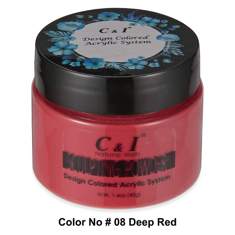 C&I Acrylic Powder, 8 Deep Red, 3 D Nail Flower, Sculpting Nail Powder, 1.4 oz, 40 g - BeesActive Australia