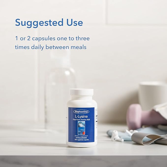 L-lysine 500mg 100 capsules manufactured by Allergy Research Group #70600 - BeesActive Australia