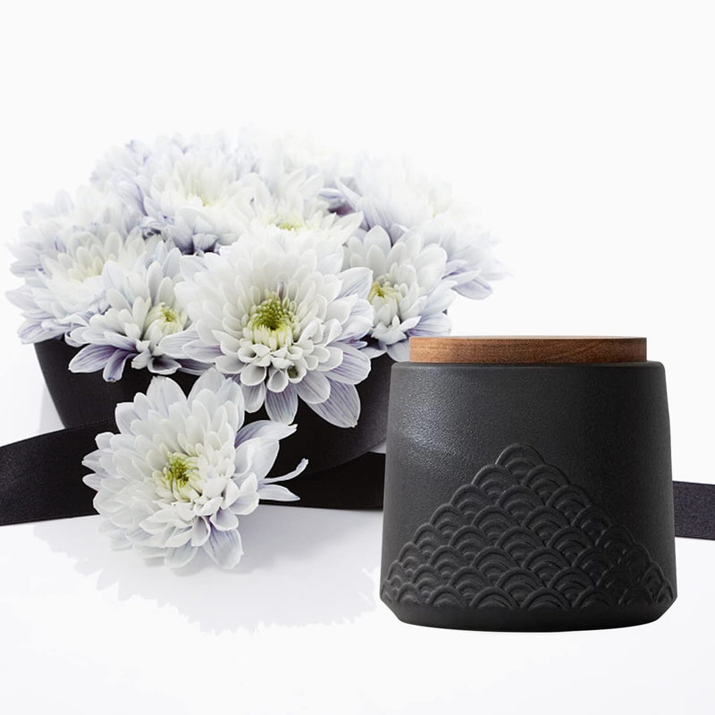 Black Small urn Ashes Keepsake - Decorative ceramic Small urn for Human Ashes， Adult Memorial tiny urn Funeral Cremation Urn-Qnty 1… Black -1 - BeesActive Australia