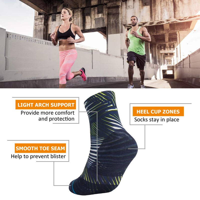 HUSO Unisex Digital Printed Quick Wicking Quarter Hiking Socks 4 Pairs 4-multicolour36 - BeesActive Australia