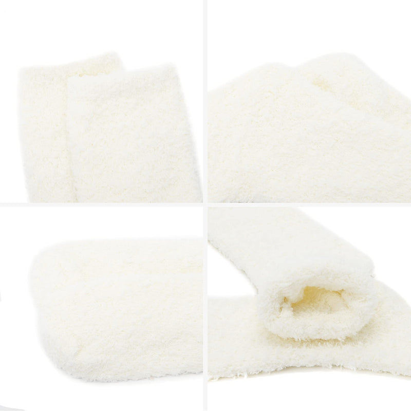 Zando Womens Fuzzy Socks Warm Slipper Socks Winter Fluffy Socks Cozy Fuzzy Socks Athletic Fleece Socks Cute Crew Socks One Size D 5/Pure White - BeesActive Australia