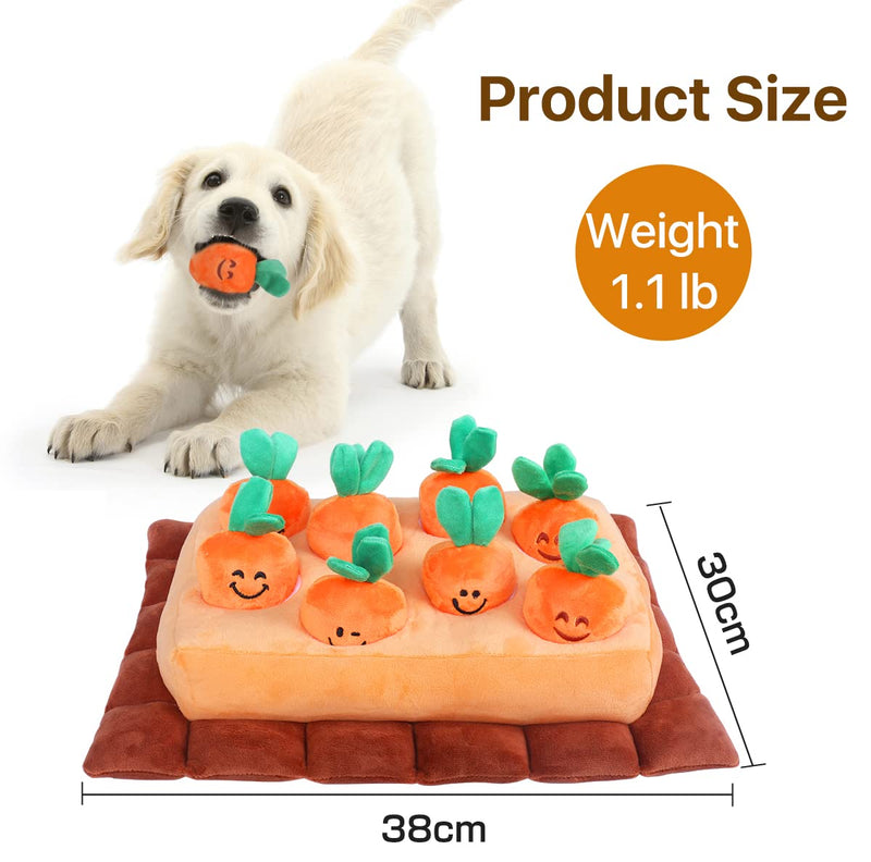 Snuffle Mat for Dogs, Pet Food Feeding Mat for Foraging Skills Training & Slow Feeding, Smell Nosework Treats Games for Dogs with Carrots Plush Toys - BeesActive Australia