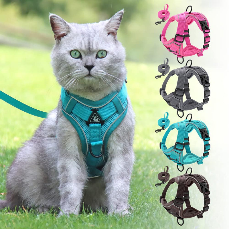 Cat Harness and Leash Set for Escape Proof Reflective Cat Vest Harness with Strips Adjustable Soft Mesh Vest for Kitten Puppy XL Green - BeesActive Australia