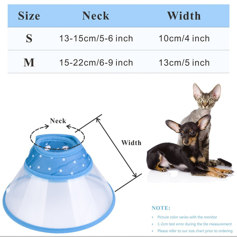 PETBABA Cat Cone Collar in Recovery, Clear Elizabethan Not Block Vision, Soft Padded E-Collar Protect Neck, Suitable Kitten Puppy Dog Pet in Surgery Remedy Grooming 5"-6" Blue - BeesActive Australia
