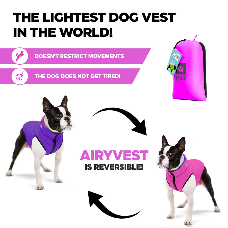 Lightweight Reversible Winter Dog Coat - Warm Dog Jacket - Water Resistant Windproof - Insulated Dog Jacket for Small, Medium & Large Dogs - Comfortable Dog Puffer Vest S (standard): Chest 16-19" Pink Purple - BeesActive Australia