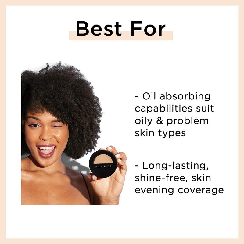 HALEYS RE:COVER Pressed Powder (2.25) Vegan, Cruelty-Free Powder Foundation Makeup - Control Oil & Shine and Even Skin Tone with Buildable to Full Coverage for a Flawless Matte Finish 2.25 - BeesActive Australia