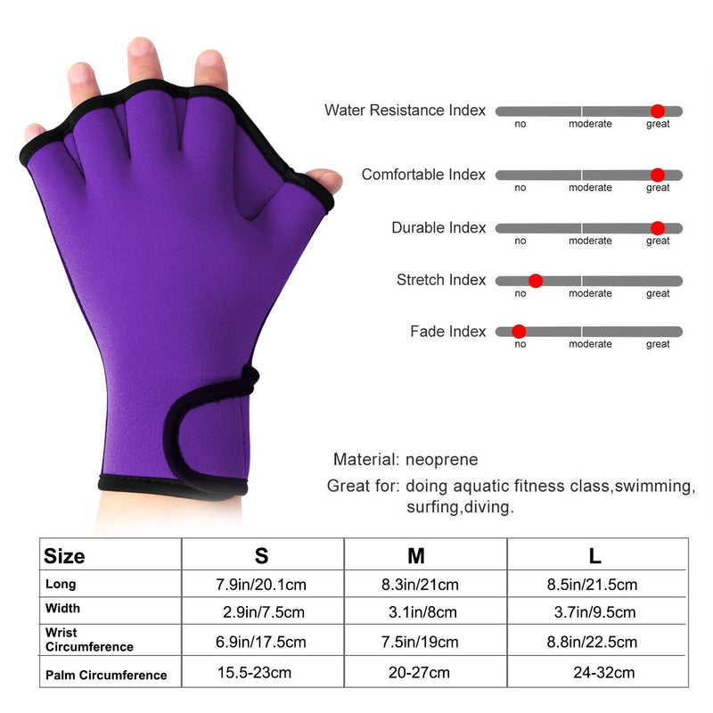 TAGVO Aquatic Gloves for Helping Upper Body Resistance, Webbed Swim Gloves Well Stitching, No Fading, Sizes for Men Women Adult Children Aquatic Fitness Water Resistance Training Small Purple - BeesActive Australia