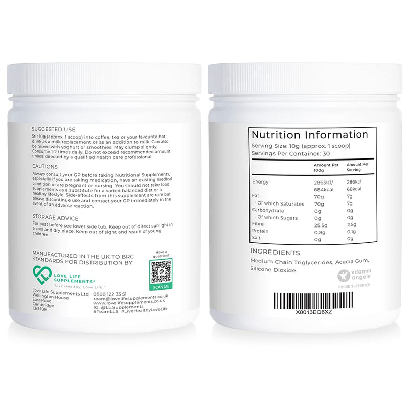 Coconut MCT Powder by LLS | 300g - 30 Servings | MCT Oil Powder High in Healthy Fats and Fibre | 0g Carbs | Perfect for Keto Diet | Completely Vegan | Love Life Supplements - BeesActive Australia