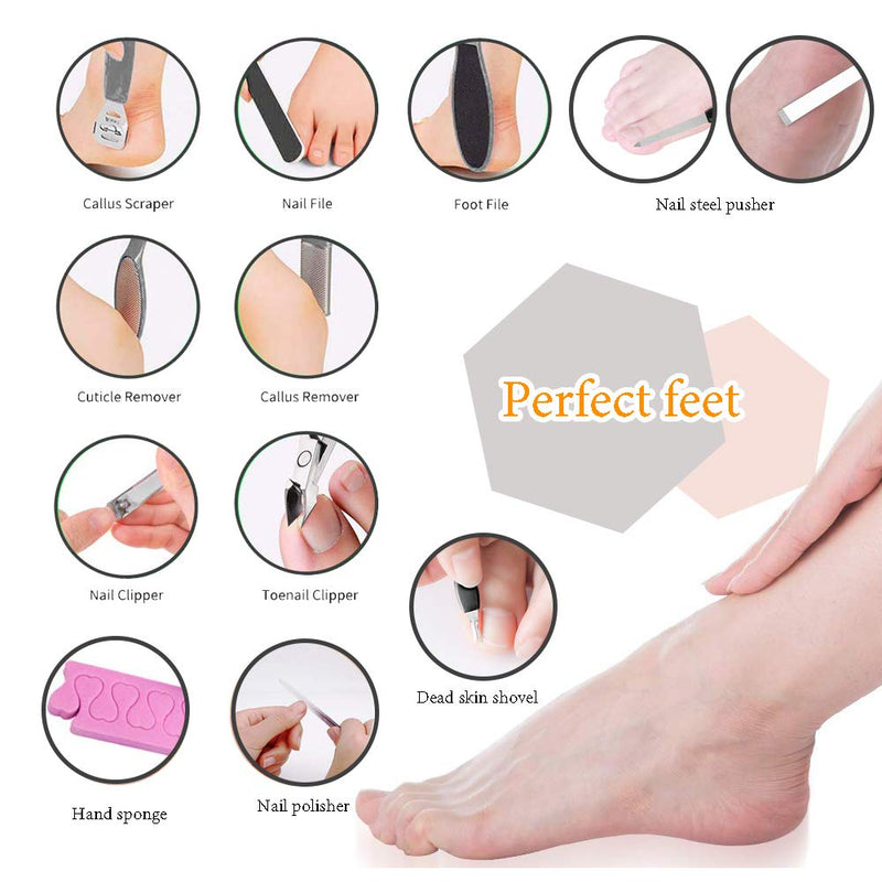 Pedicure Kit Set 20 in 1, Doni Foot Scrubber Pedicure Tools Set, Stainless Steel Foot Care Tools, Foot Rasp, Foot Dead Skin Remover, Callus Remover for Feet, Pedicure Kit for Men Women Gift - BeesActive Australia