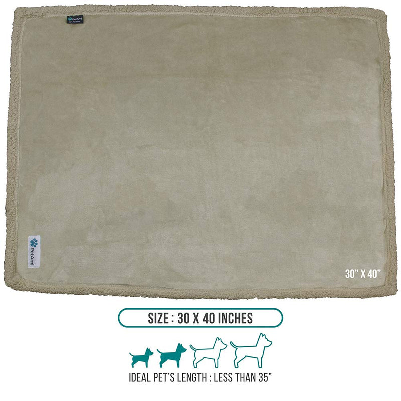 PetAmi Puppy Dog Blanket | Pet Blanket Small Dog Indoor Cat Kitten | Fleece Sherpa Throw Doggy Blanket Crate Couch Sofa Bed | Soft Plush Fuzzy Fluffy Lightweight Warm Cover, 29x40 29x40 Inch (Pack of 1) Taupe/Taupe Sherpa - BeesActive Australia