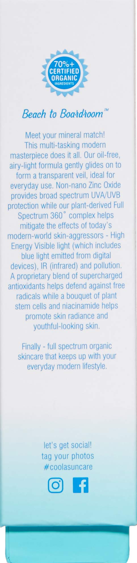 COOLA Organic Mineral Sun Silk Creme Sunscreen, Full Spectrum Skin Care for Blue Light and Pollution Defense, Broad Spectrum SPF 30, 1.5 Fl Oz - BeesActive Australia