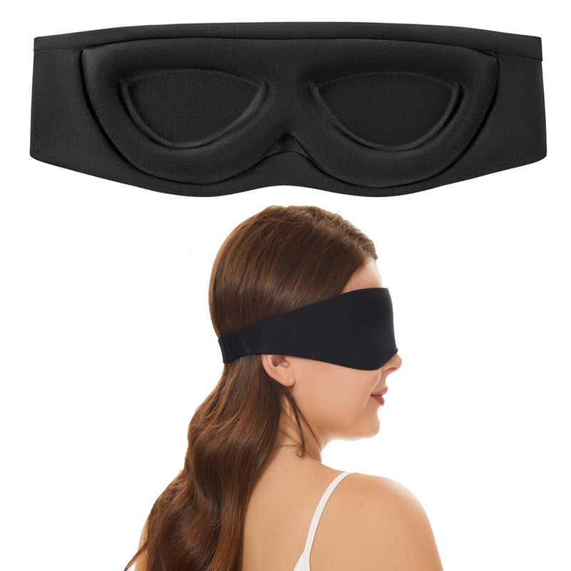 ALASKA BEAR Sleep Mask for Side Sleepers Best Contoured Eye Mask for All Sleeping Positions Men and Women 100% Blackout Cover Cool Blindfold Most Comfy Headband Style, Machine Washable Black - BeesActive Australia
