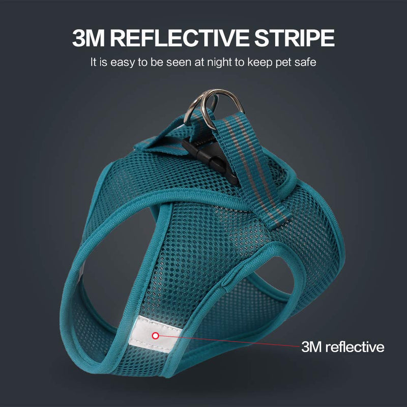 FDOYLCLC Cat Harness and Leash Set for Walking Escape Proof, Step-in Easy Control Outdoor Jacket, Adjustable Reflective Breathable Soft Air Mesh Vest for Small, Medium, Large Kitten Large (Chest: 15.7" - 17.7") Turquoise - BeesActive Australia