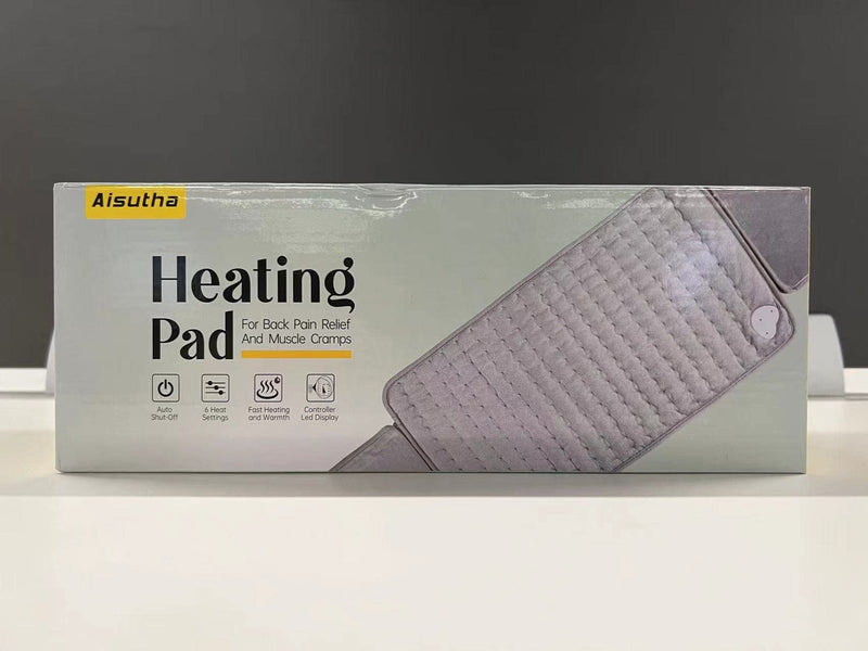 Heat Pads for Back Pain Relief, Aisutha Soft Heat Pad with Auto Shut Off and 6 Heat Level Settings, Detachable Heating Pad with Zipper Hook and Loop Fastener, Machine Washable, 12" x 48" 12" x 48", Grey - BeesActive Australia