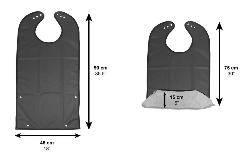 PEPE - Waterproof Bibs for Adults Washable (x2 Units), Dining Bibs for Elderly, Wipeable Adult Bib with Food Catcher, Clothing Protectors, Reusable Bibs for Eating, Large Disabled Bib - Made in Europe - BeesActive Australia