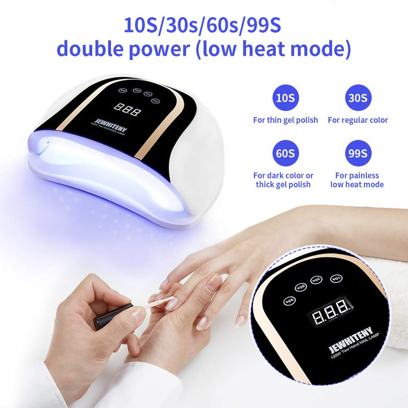 120W UV LED Nail Lamp, Faster Nail Dryer for Gel Polish with 4 Timer Setting, Professional Gel UV Light for Two Hand Curing Lamp with 54 Pcs Light Bead Auto Sensor Nail Machine - BeesActive Australia