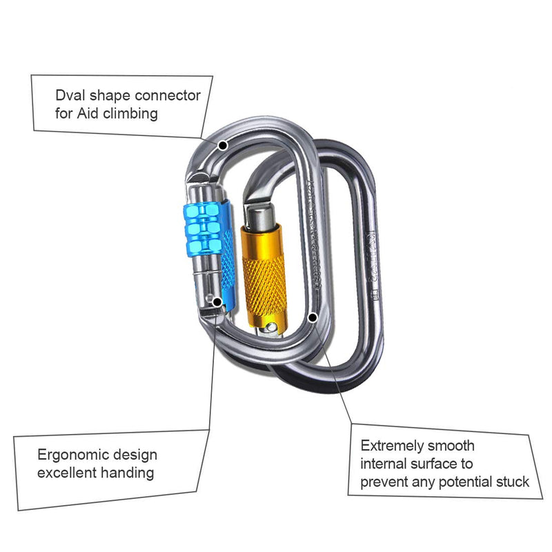KAILAS CE Certified Oval Auto Locking Carabiner Constructed for Rock Climbing Mountaineering and Rescure Standard Alumimun Auto Lock Gate with Major Axis Strength 25KN - BeesActive Australia