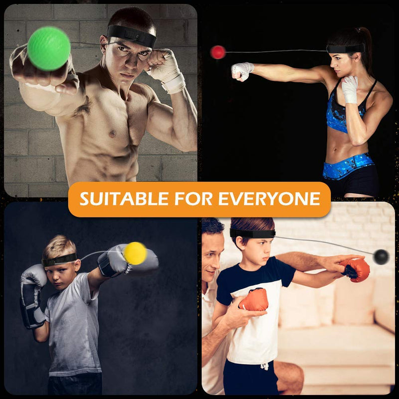 OLIKER Boxing Reflex Ball Family Pack Plus with Adjustable Headband,4 Boxing Ball Suitable Reaction,Agility,Punching Speed,Fight Skill and Hand Eye Coordination Training for Adults and Kids - BeesActive Australia