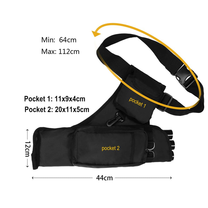 abcGoodefg 3 Tube Hip Archery Arrow Quiver Holder with Pockets and Adjustable Strap for Hunting Training Black - BeesActive Australia
