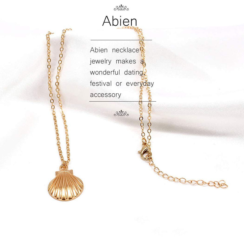 Abien Boho Shell Pendant Necklaces Gold Short Summer Beach Necklace Chain Jewelry for Women and Girls - BeesActive Australia