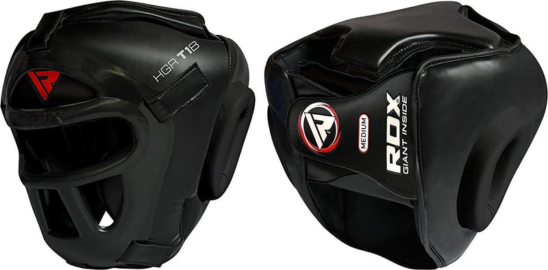 [AUSTRALIA] - RDX Headguard for Boxing, MMA Training - Head Guard with Removable Face Grill, Cheeks, Ear, Mouth Protection-Headgear for Muay Thai, Grappling, Sparring, Kickboxing, Karate, Taekwondo, Martial Arts Black Medium 