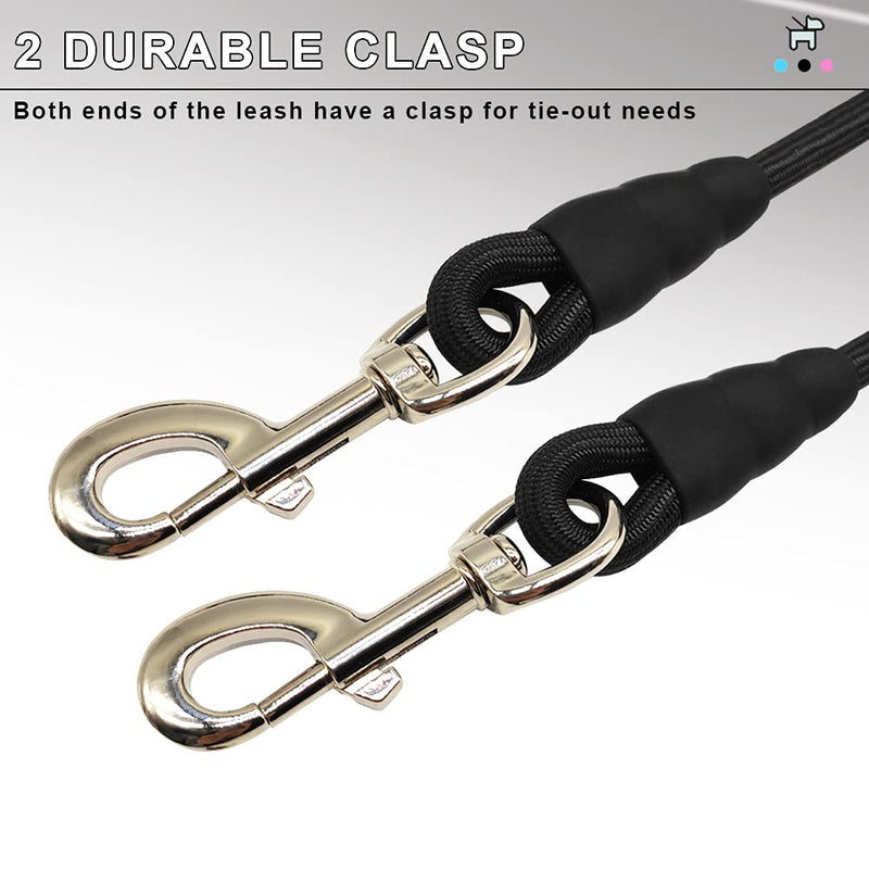 SEPXUFORE Tie Out Rope Dog Leash, 8-10-13-15-20-25-30-35-40-45-50FT Heavy Duty Nylon Check Cord for Medium Large Dogs Indoor/ Outdoor Playing Camping Backyard 3/8" x 25ft black - BeesActive Australia