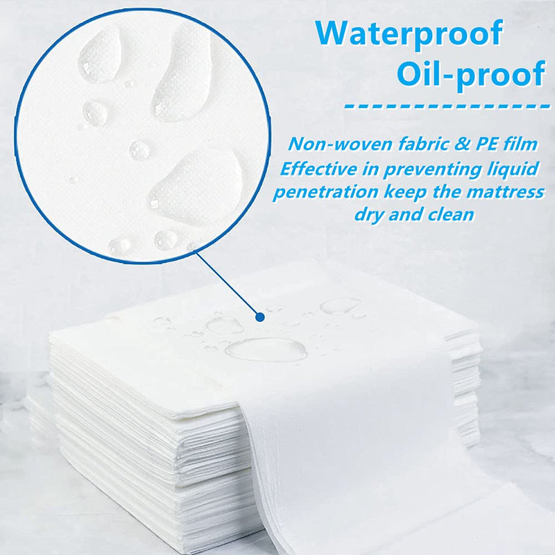20 Pieces Disposable Non-Woven Bed Sheets Waterproof and Oil Proof Massage Table Sheets Thick Bed Cover Fabric Bed Pads for Spa Club Beauty Salon Hotels Tattoo Lash Bed, 80cm x 172cm (White) White - BeesActive Australia
