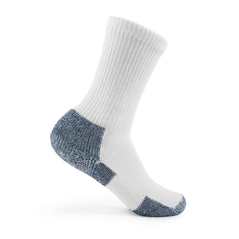 Thorlos XJ Max Cushion Running Crew Socks White/Navy (1 Pair) Large - BeesActive Australia