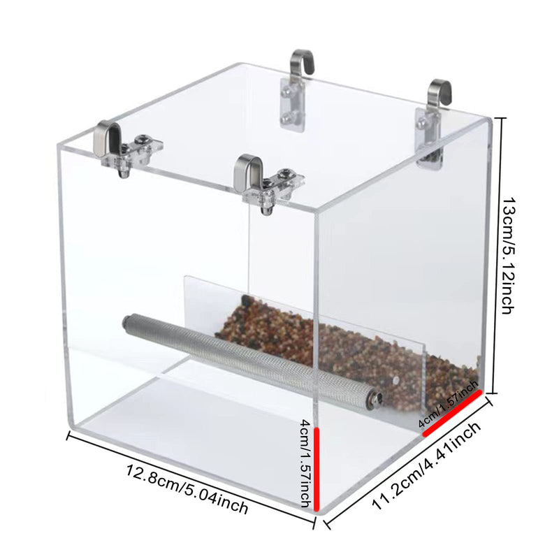 Bird Feeder Seed Catcher Tray Cage, Transparent Bird Feeder No Mess Bird Cage with Stainless Steel Hooks for Small Bird Canary Parakeet Budgerigar Parrots Crested Myna Cockatiel Lovebird (Small) - BeesActive Australia