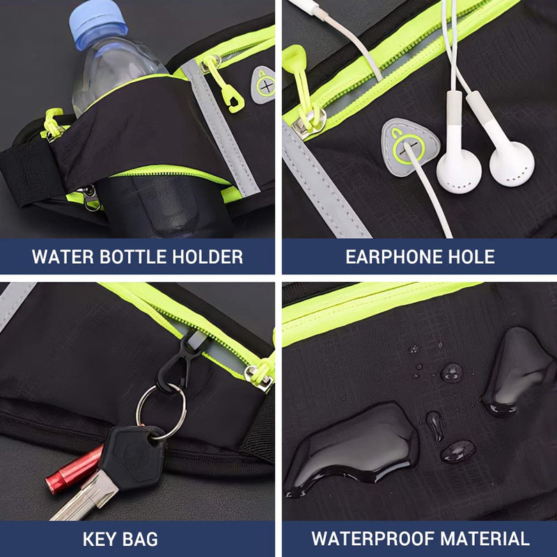 YIROAD Running Belt, Waterproof Fanny Pack for Women Men, Workout Running Waist Pack Bag with Foldable Water Bottle Holder, Adjustable Running Pouch Phone Holder Accessories, Yilu-wp-001, Blue - BeesActive Australia