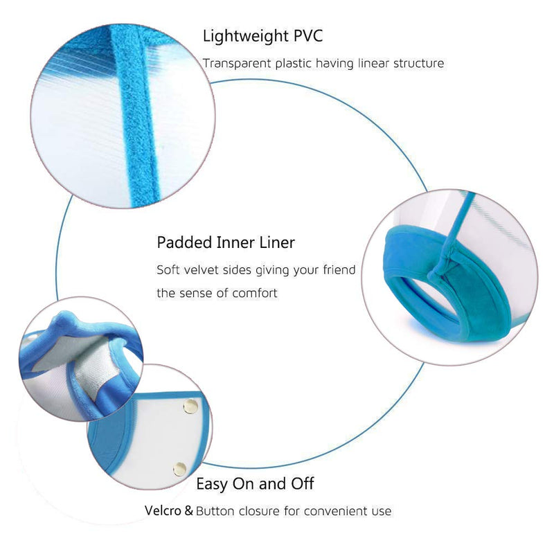 IN HAND Adjustable Pet Recovery Collar Cat Cone, US Patented Product Soft Edge Plastic Dog Cone Anti-Bite Lick Wound Healing Safety Practical Protective E-Collar Medium Blue - BeesActive Australia