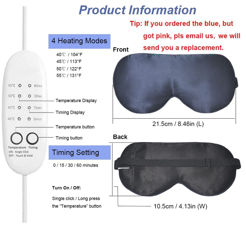 Silk Heated Eye Mask, PJYU Hot Eye Compress for Dry Eyes, Puffy Eyes, Blepharitis Treatment, Relieve Eye Strain, Styes Eye, MGD and Dry Eye Syndrome (Navy Blue) - BeesActive Australia