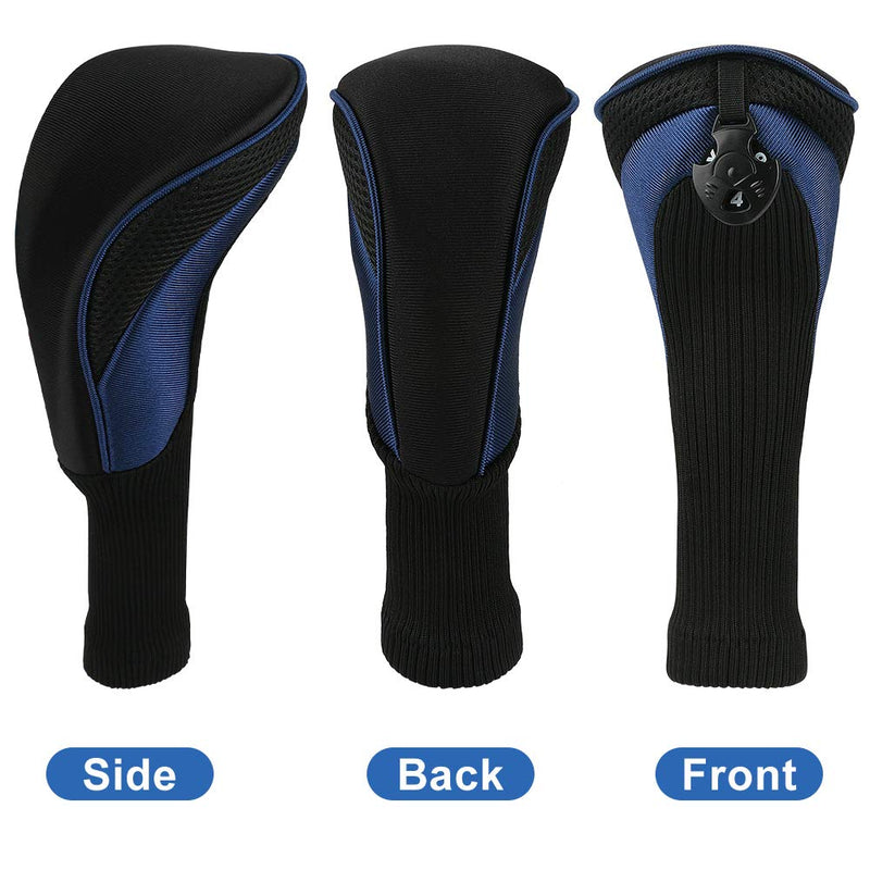 Number-one Golf Club Head Covers for Fairway Woods Driver Hybrids, 3Pcs Long Neck Mesh Golf Club Headcovers Set with Interchangeable No. Tags 3 4 5 6 7 X Blue - BeesActive Australia