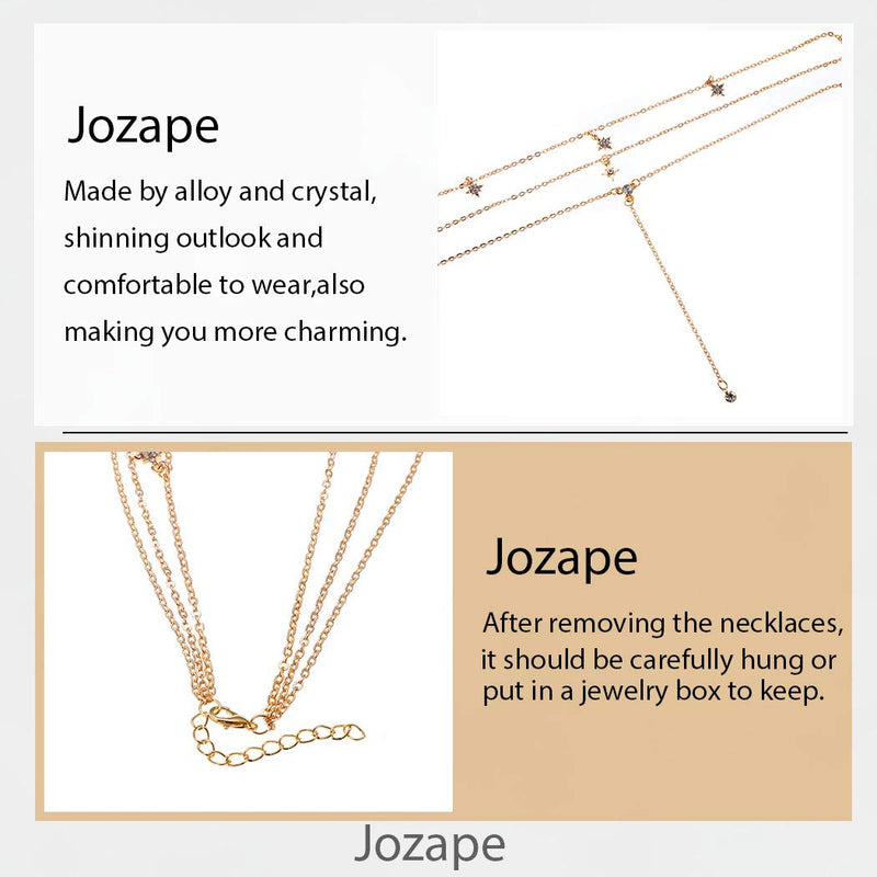 Jozape Layered Necklace Gold Star Necklace Rhinestone Pendant Necklace Chain for Women and Girls - BeesActive Australia