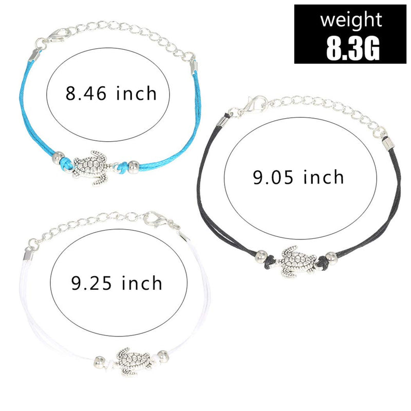 Hannah Boho Sea Turtle Anklets Beaded Beach Rope Foot Jewelry Adjustable for Women and Girls (3pcs) - BeesActive Australia