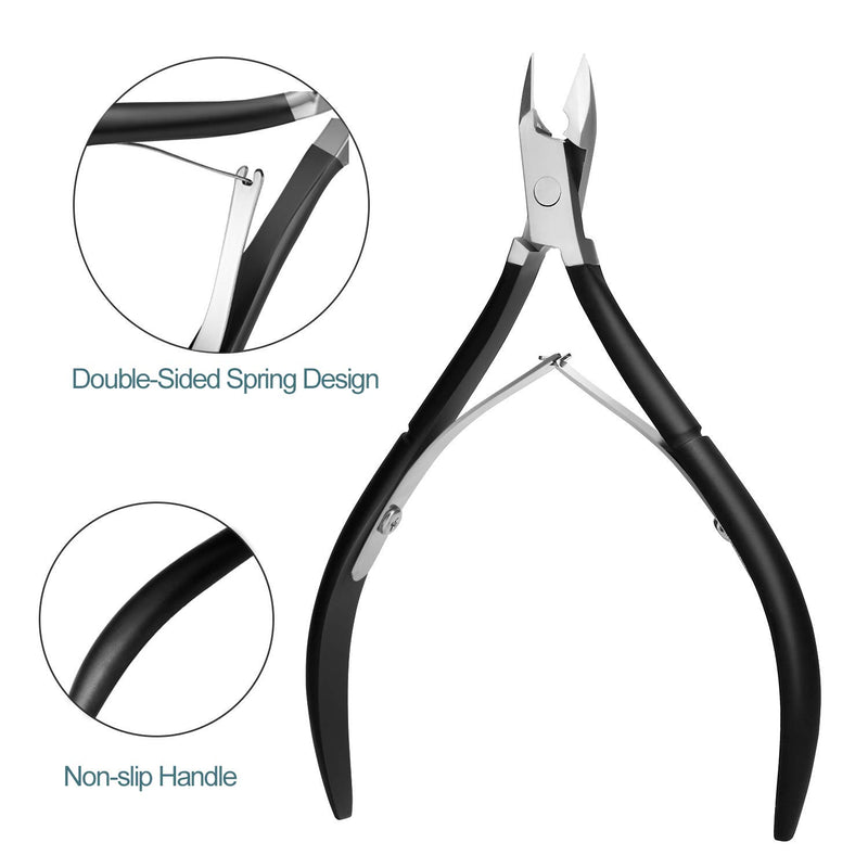 Cuticle Trimmer with Cuticle Pusher - Cuticle Remover Clipper Cutter Nipper Professional Stainless Steel Dead Skin Scissors Remover , Durable Pedicure Manicure Tools for Fingernails and Toenails Black - BeesActive Australia