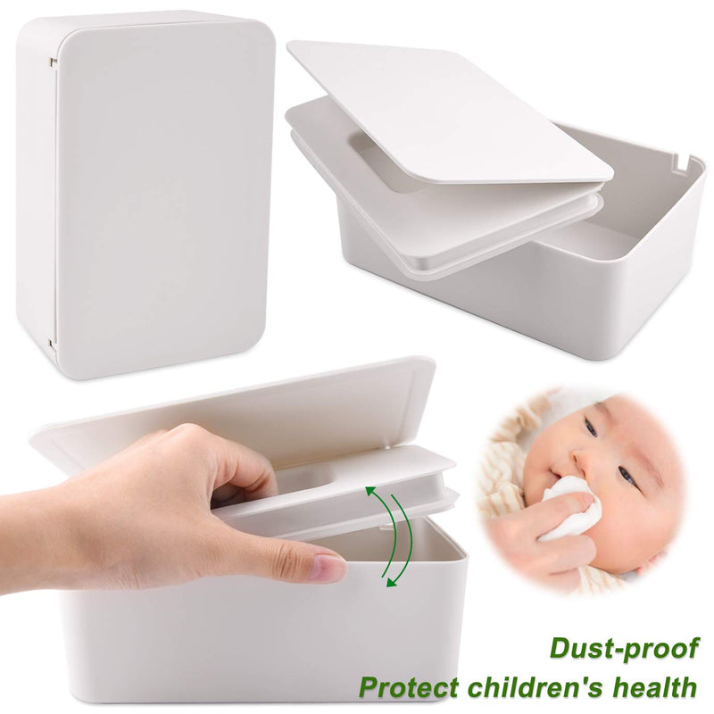 KONUNUS Wet Wipes Storage Box,Wipes Dispenser Holder Tissue Storage Box Case with Lid Dustproof for Home Office(White) - BeesActive Australia
