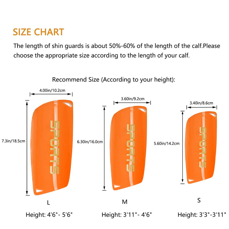 Soccer Shin Guards for Kids Youth, Shin Guard and Shin Guard Sleeves for Boys and Girls for Football Games EVA Cushion Protection Reduce Shocks and Injuries A-Orange Small - BeesActive Australia